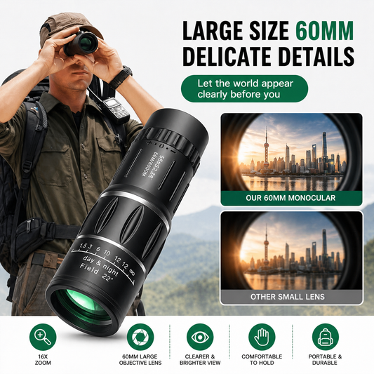 16x52 HD Monocular Telescope for Long-Range Viewing