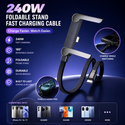 240W USB-C Charging Cable & Adjustable Phone Holder
