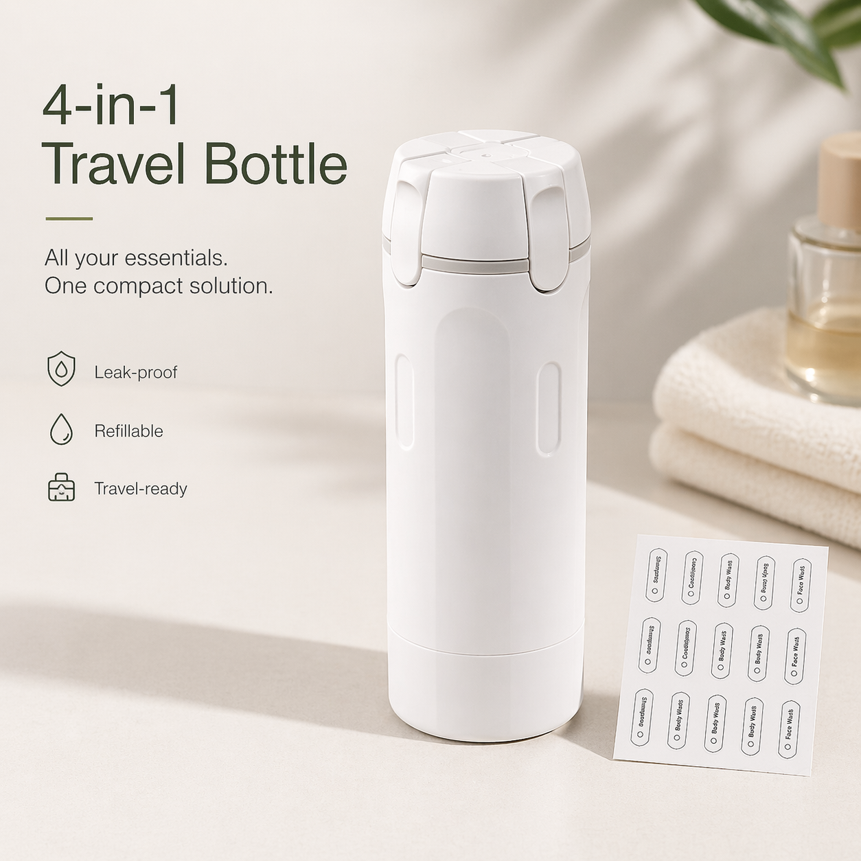 4-in-1 Travel Toiletry Dispenser – Leakproof & TSA-Ready