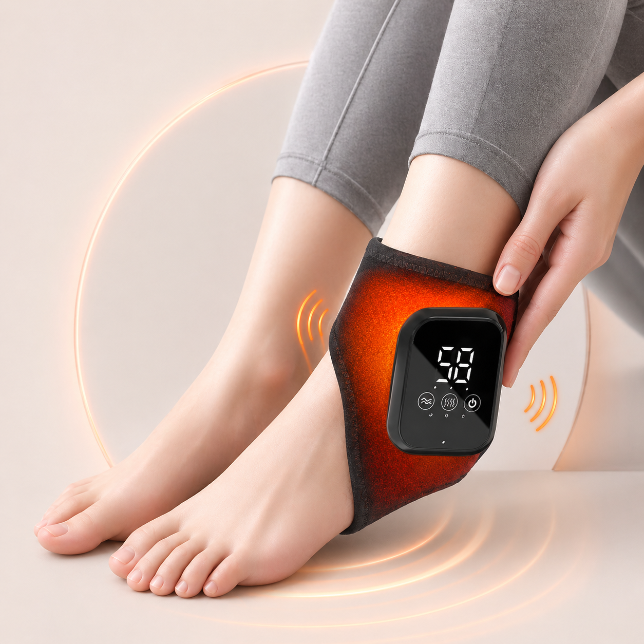 Heated Ankle Wrap Massager – Portable & Rechargeable