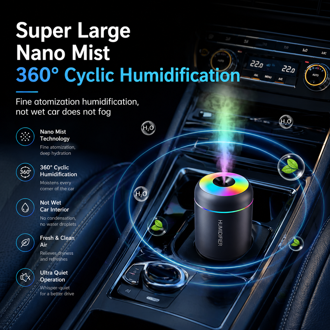 Portable Mini Humidifier & Aroma Diffuser 180ML