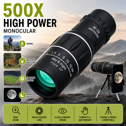 16x52 HD Monocular Telescope for Long-Range Viewing