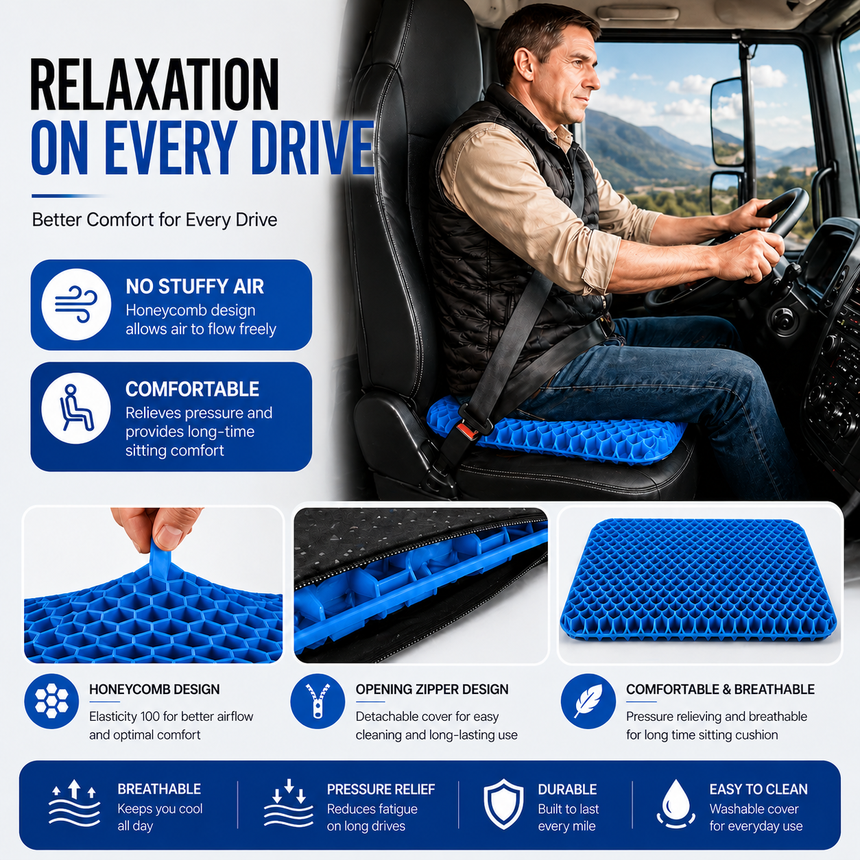Honeycomb Seat Cushion for Lasting Comfort