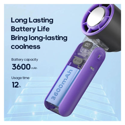 Portable Handheld Turbo Fan – 3600mAh Ice-Cool Airflow