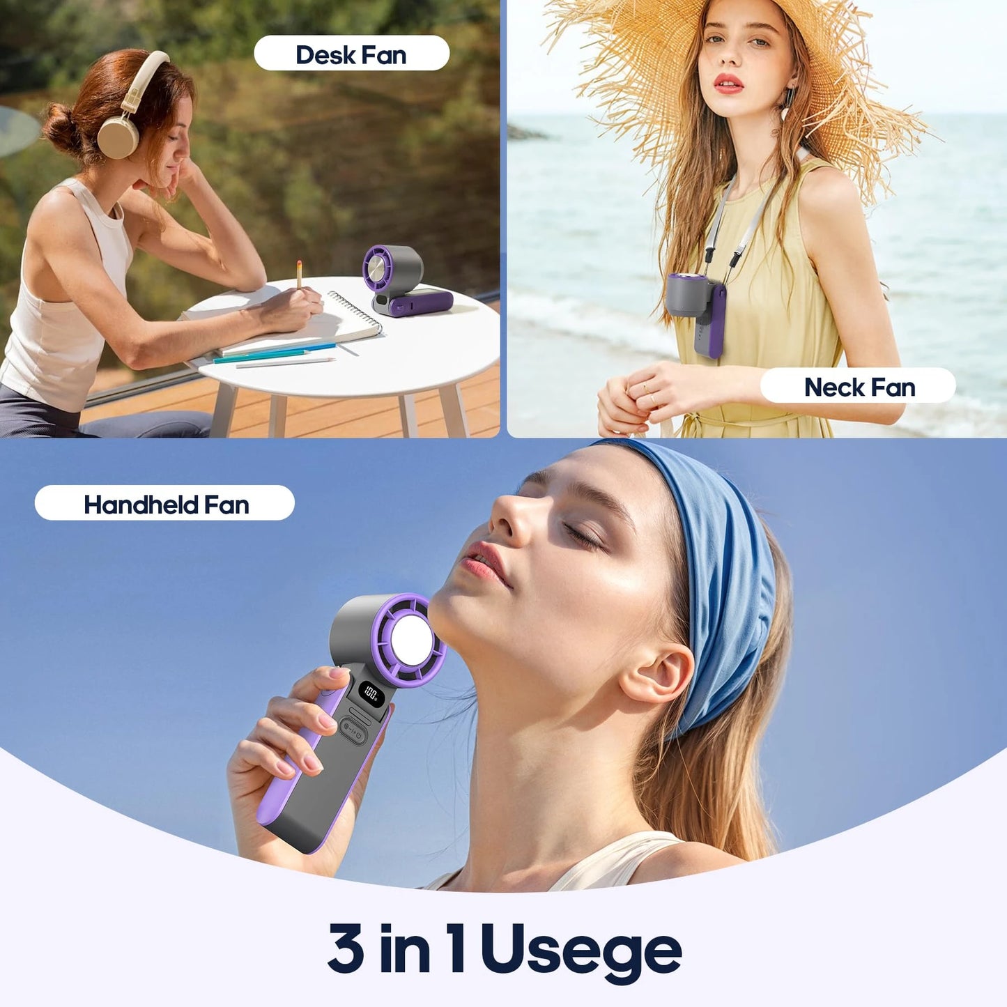 Portable Handheld Turbo Fan – 3600mAh Ice-Cool Airflow