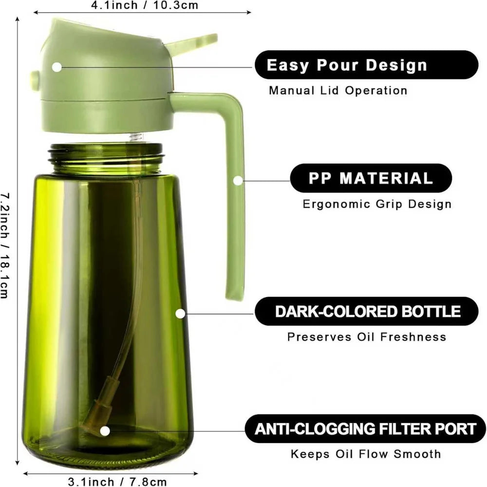 470 ml Glass Oil Sprayer Dispenser – 2-in-1 Pour & Mist