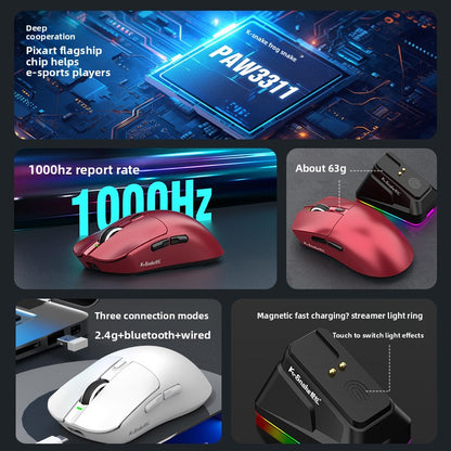 Lightweight Wireless Gaming Mouse – RGB, 3-Mode