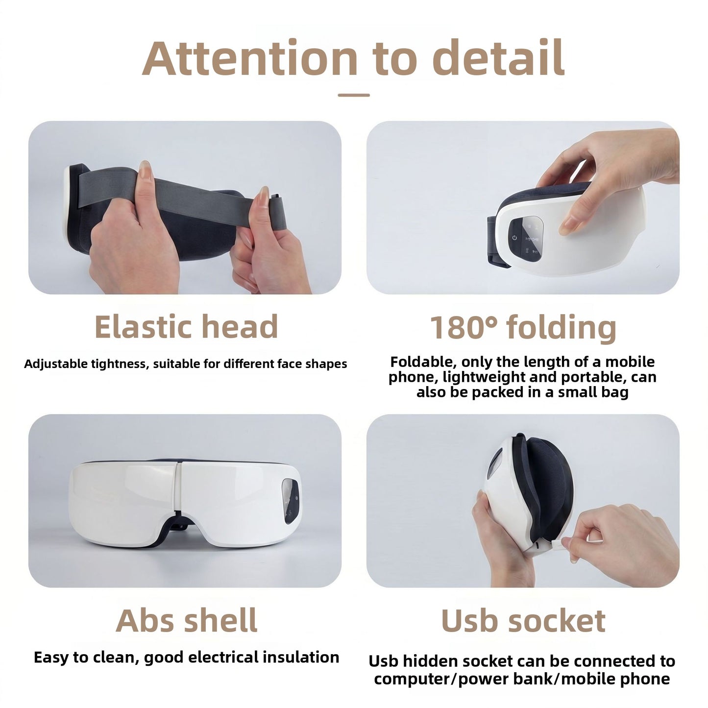 Foldable Heated Eye Massager with Steam and Vibration