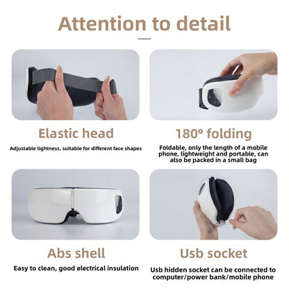 Foldable Heated Eye Massager with Steam and Vibration