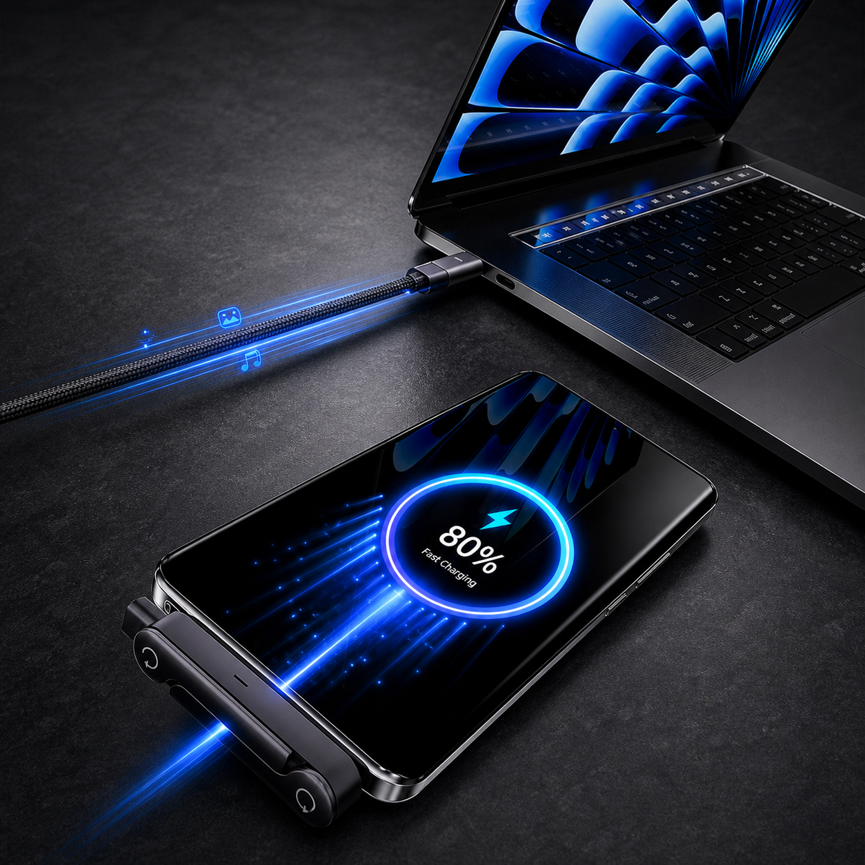240W USB-C Charging Cable & Adjustable Phone Holder